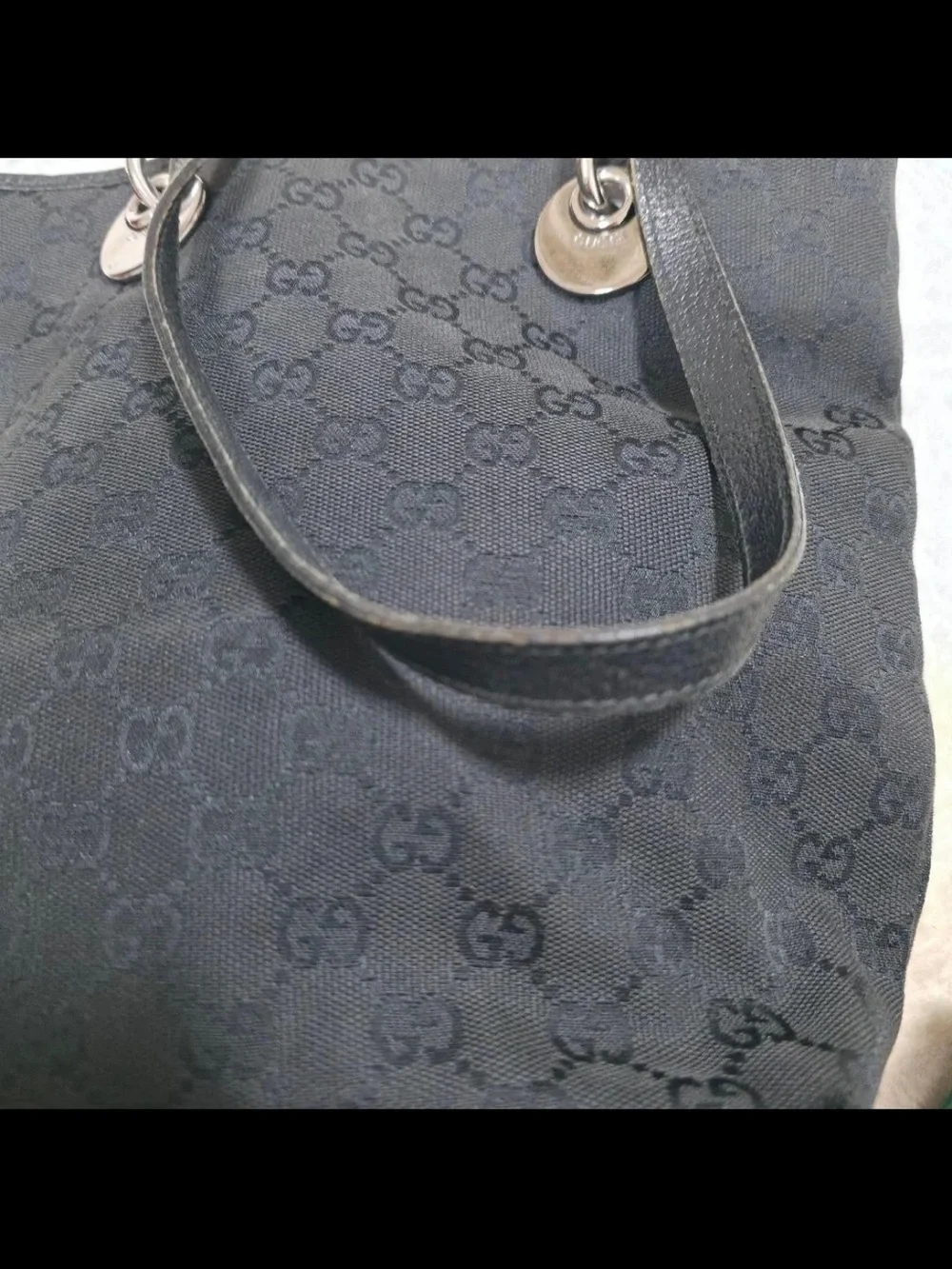 Gucci Black GG Canvas Tote with Double Shoulder Straps